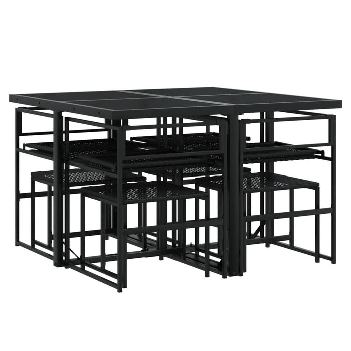 Set mobilier de grădină cu perne, 9 piese, negru, poliratan - WALTI WALTI