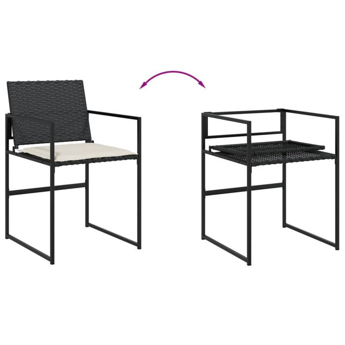 Set mobilier de grădină cu perne, 9 piese, negru, poliratan - WALTI WALTI