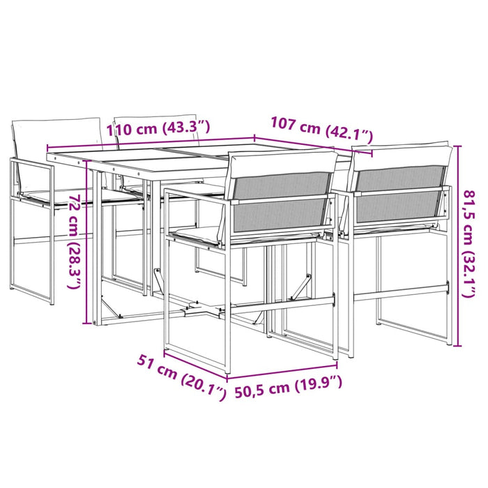 Set mobilier de grădină, 5 piese, cu perne, negru, textilenă - WALTI WALTI