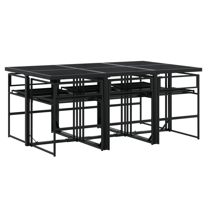 Set mobilier de grădină, 7 piese, cu perne, negru, textilenă - WALTI WALTI