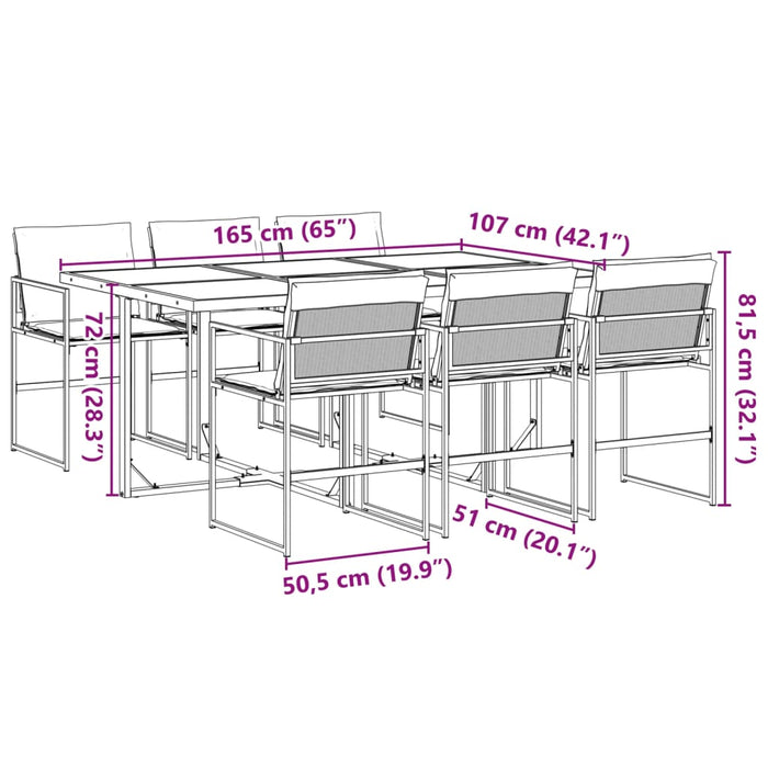 Set mobilier de grădină, 7 piese, cu perne, negru, textilenă - WALTI WALTI