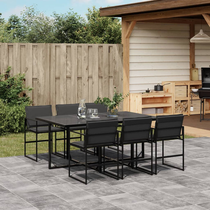Set mobilier de grădină, 7 piese, cu perne, negru, textilenă - WALTI WALTI