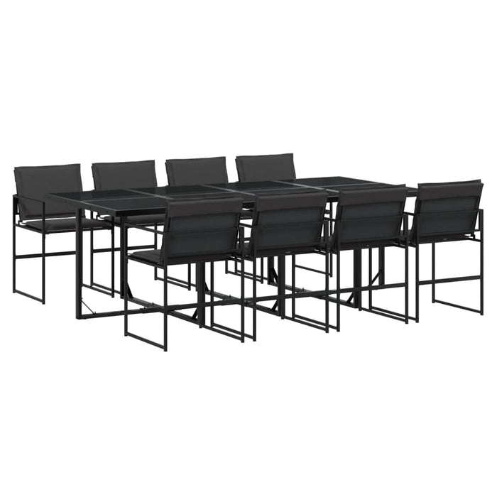 Set mobilier de grădină, 9 piese, cu perne, negru, textilenă - WALTI WALTI