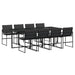 Set mobilier de grădină, 9 piese, cu perne, negru, textilenă - WALTI WALTI