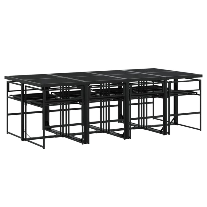 Set mobilier de grădină, 9 piese, cu perne, negru, textilenă - WALTI WALTI