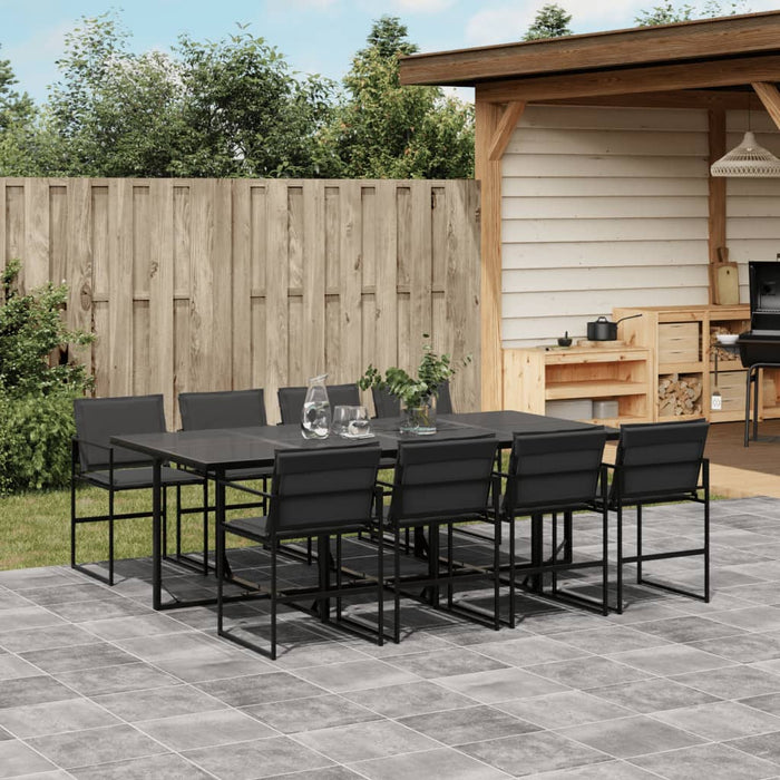 Set mobilier de grădină, 9 piese, cu perne, negru, textilenă - WALTI WALTI