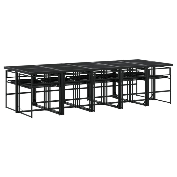 Set mobilier de grădină, 11 piese, cu perne, negru, textilenă - WALTI WALTI