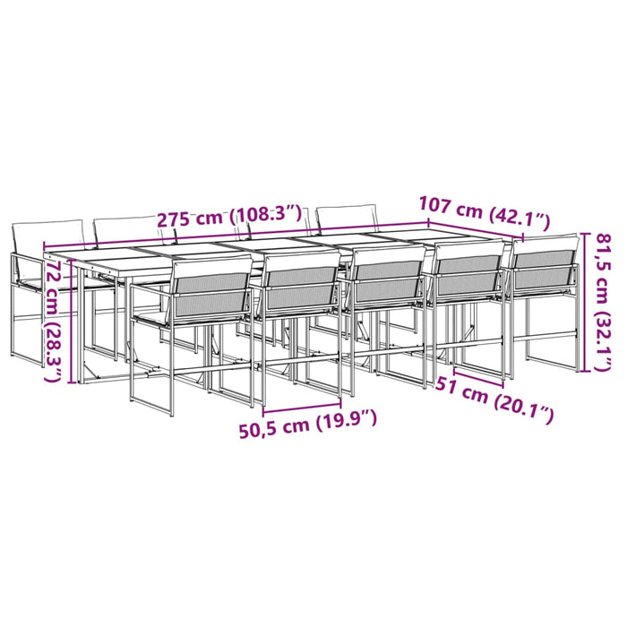 Set mobilier de grădină, 11 piese, cu perne, negru, textilenă - WALTI WALTI