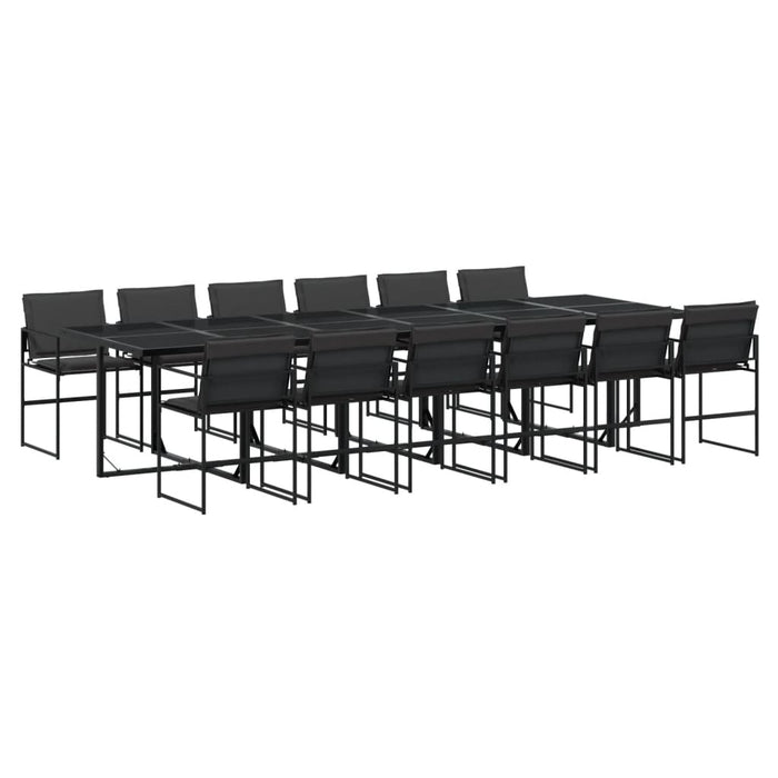 Set mobilier de grădină, 13 piese, cu perne, negru, textilenă - WALTI WALTI