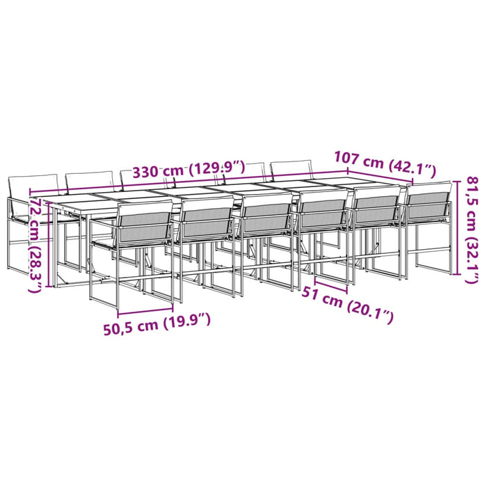 Set mobilier de grădină, 13 piese, cu perne, negru, textilenă - WALTI WALTI
