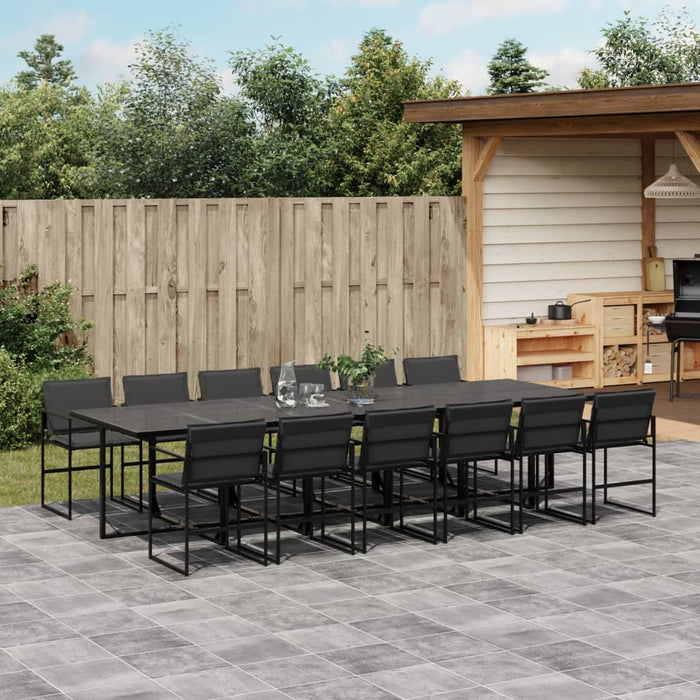 Set mobilier de grădină, 13 piese, cu perne, negru, textilenă - WALTI WALTI