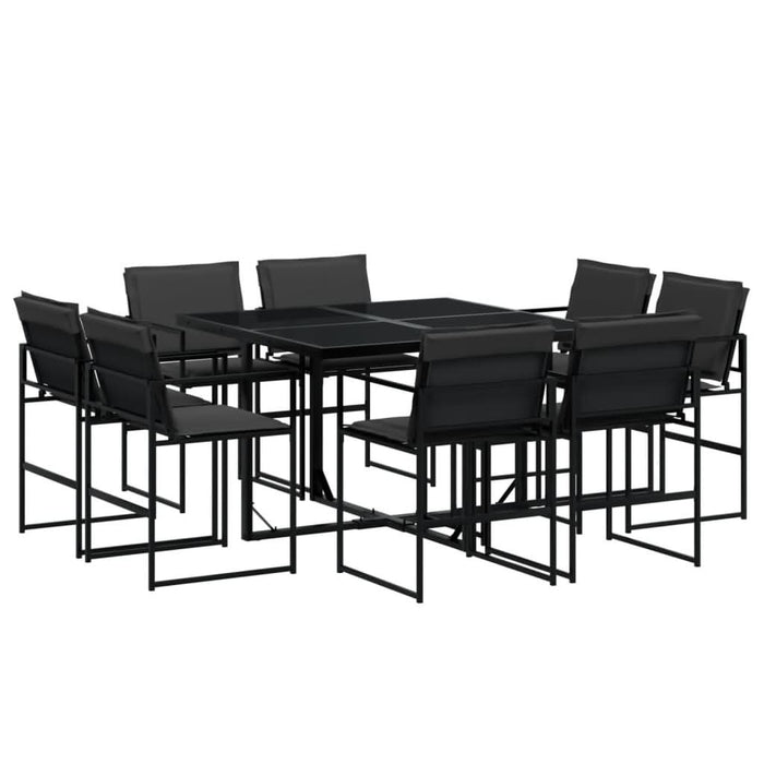 Set mobilier de grădină, 9 piese, cu perne, negru, textilenă - WALTI WALTI