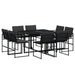 Set mobilier de grădină, 9 piese, cu perne, negru, textilenă - WALTI WALTI