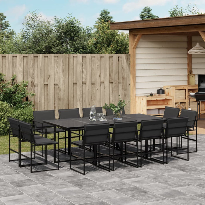 Set mobilier de grădină, 13 piese, cu perne, negru, textilenă - WALTI WALTI
