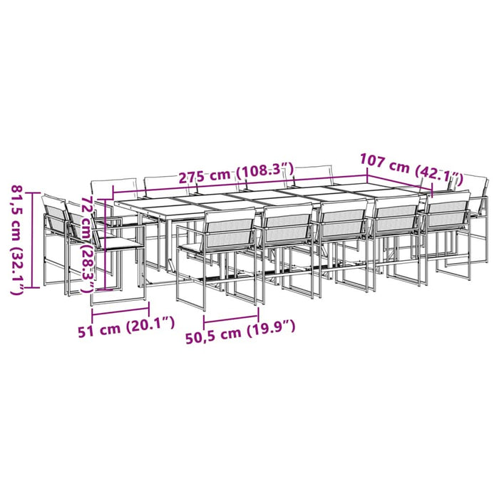 Set mobilier de grădină, 15 piese, cu perne, negru, textilenă - WALTI WALTI