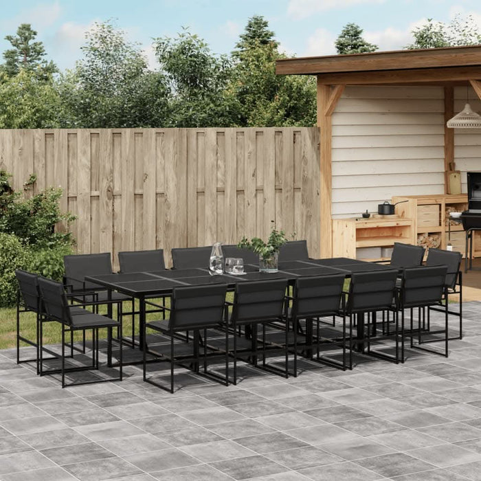 Set mobilier de grădină, 15 piese, cu perne, negru, textilenă - WALTI WALTI