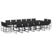 Set mobilier de grădină, 17 piese, cu perne, negru, textilenă - WALTI WALTI