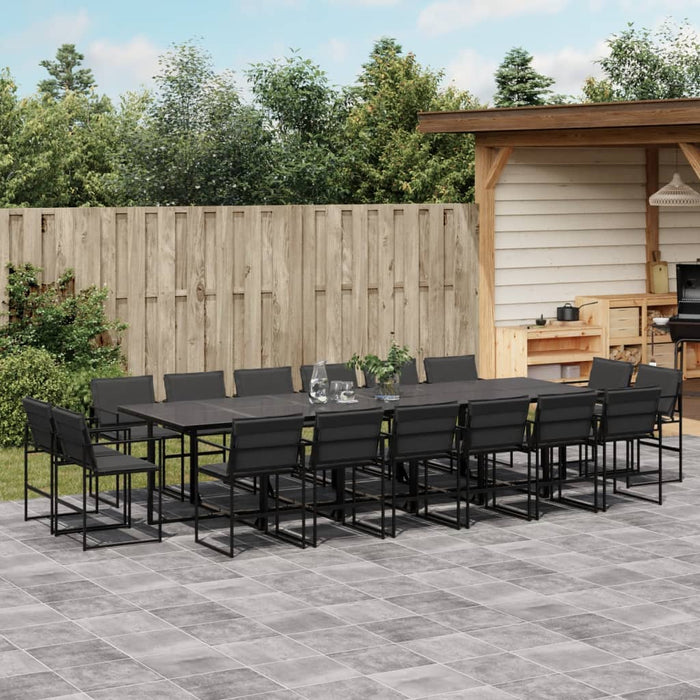 Set mobilier de grădină, 17 piese, cu perne, negru, textilenă - WALTI WALTI