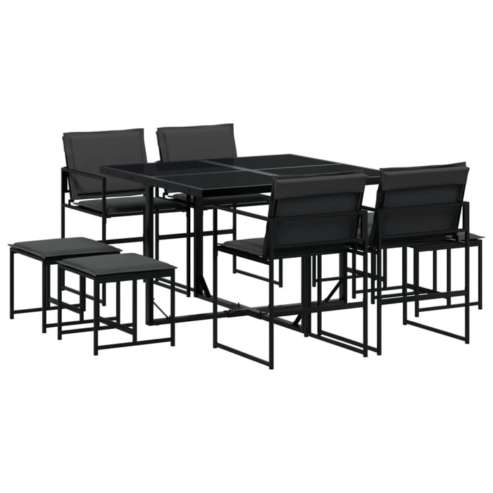 Set mobilier de grădină, 9 piese, cu perne, negru, textilenă - WALTI WALTI