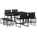 Set mobilier de grădină, 9 piese, cu perne, negru, textilenă - WALTI WALTI