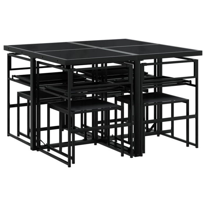 Set mobilier de grădină, 9 piese, cu perne, negru, textilenă - WALTI WALTI