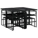 Set mobilier de grădină, 9 piese, cu perne, negru, textilenă - WALTI WALTI