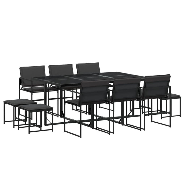 Set mobilier de grădină, 11 piese, cu perne, negru, textilenă - WALTI WALTI