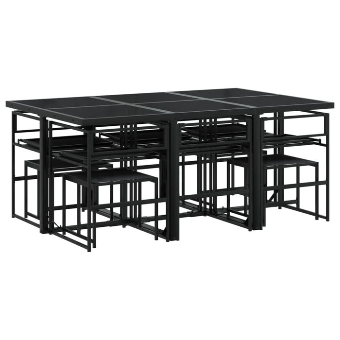 Set mobilier de grădină, 11 piese, cu perne, negru, textilenă - WALTI WALTI