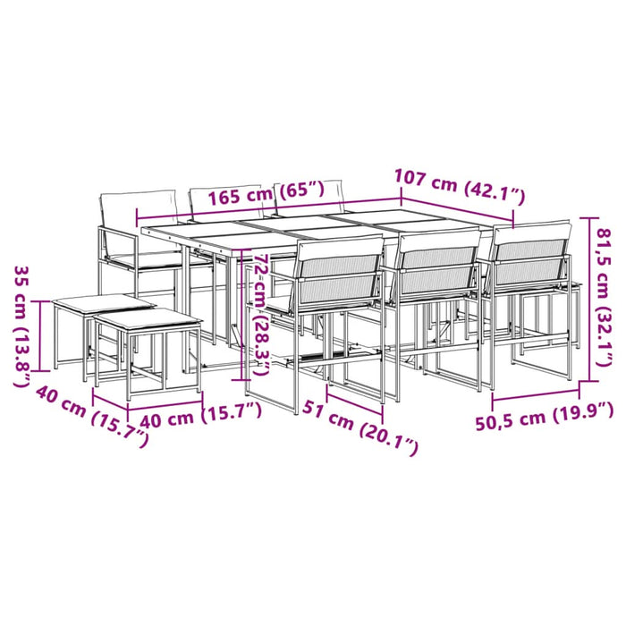 Set mobilier de grădină, 11 piese, cu perne, negru, textilenă - WALTI WALTI