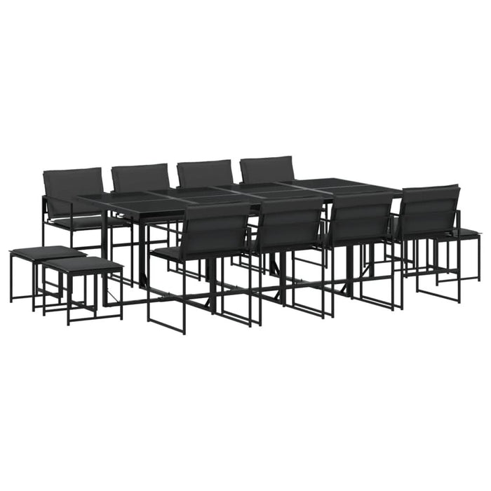 Set mobilier de grădină, 13 piese, cu perne, negru, textilenă - WALTI WALTI