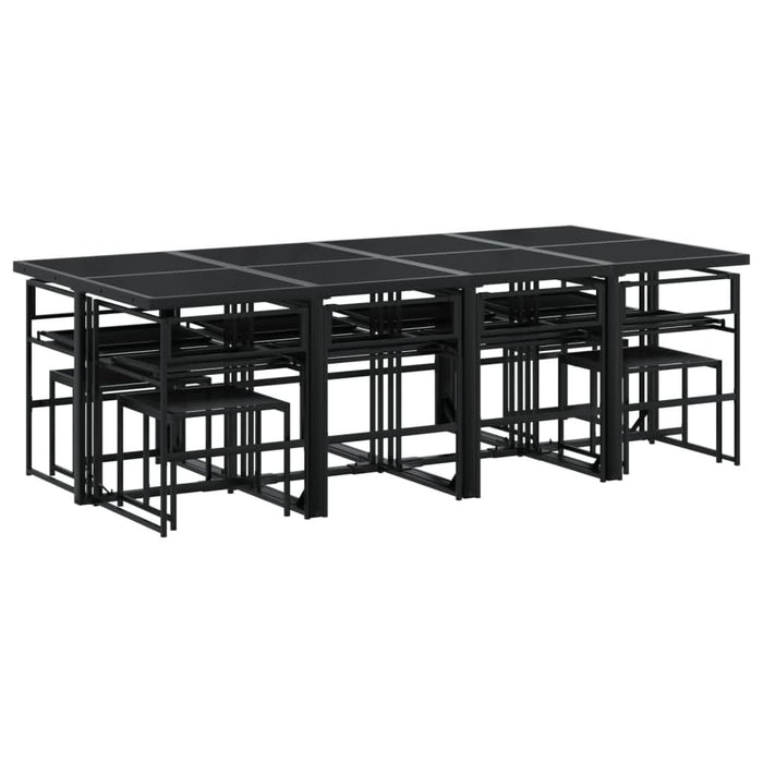 Set mobilier de grădină, 13 piese, cu perne, negru, textilenă - WALTI WALTI