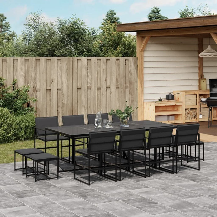Set mobilier de grădină, 13 piese, cu perne, negru, textilenă - WALTI WALTI