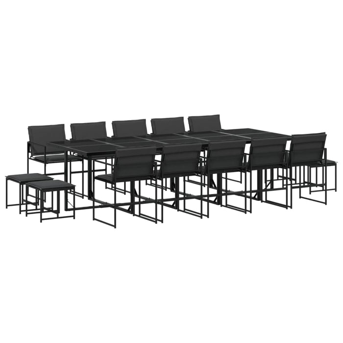 Set mobilier de grădină, 15 piese, cu perne, negru, textilenă - WALTI WALTI