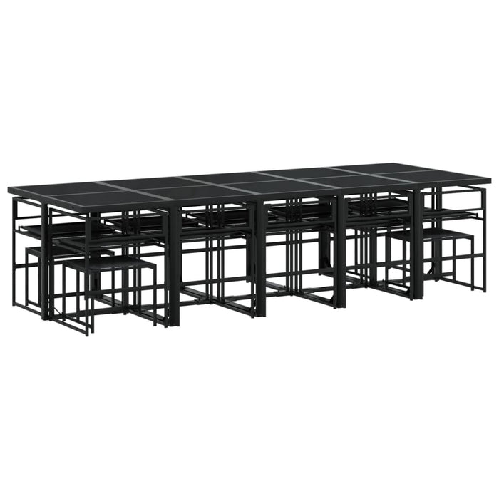 Set mobilier de grădină, 15 piese, cu perne, negru, textilenă - WALTI WALTI