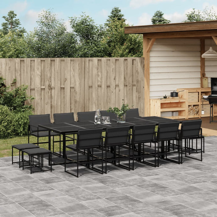 Set mobilier de grădină, 15 piese, cu perne, negru, textilenă - WALTI WALTI