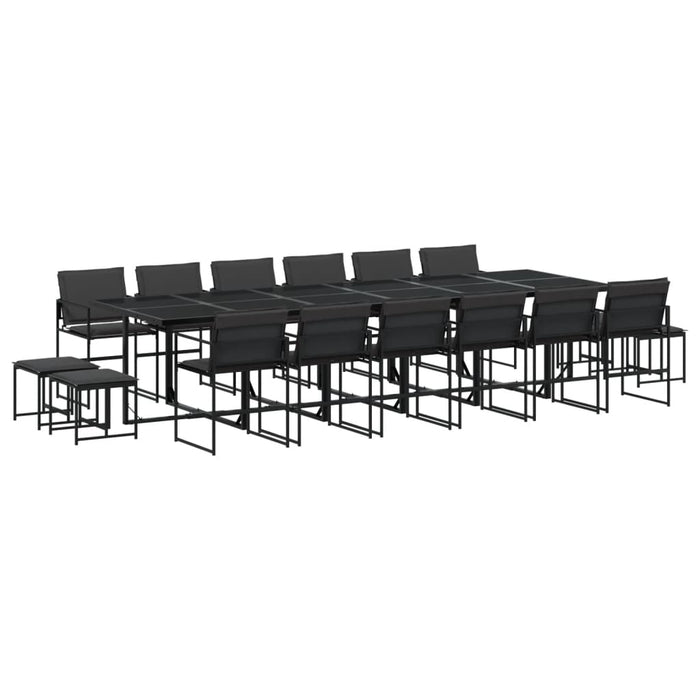 Set mobilier de grădină, 17 piese, cu perne, negru, textilenă - WALTI WALTI
