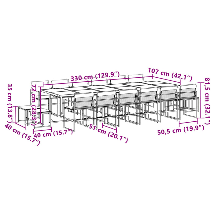 Set mobilier de grădină, 17 piese, cu perne, negru, textilenă - WALTI WALTI