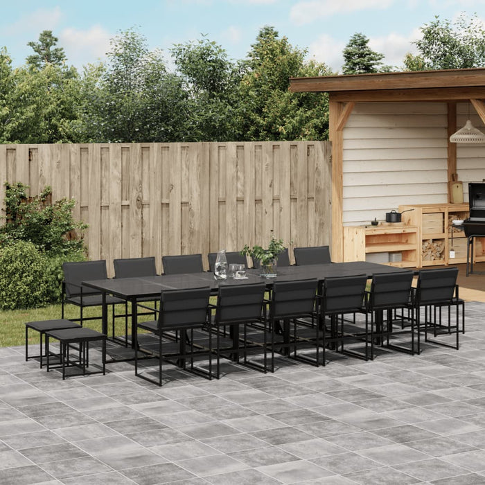 Set mobilier de grădină, 17 piese, cu perne, negru, textilenă - WALTI WALTI