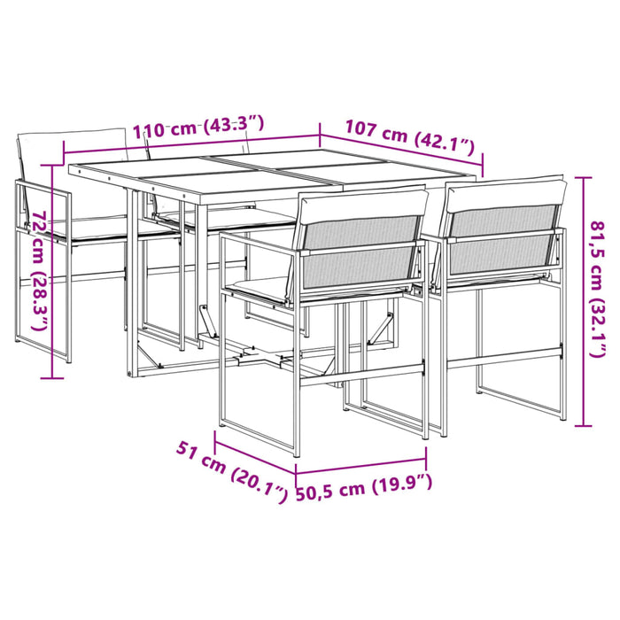 Set mobilier de grădină, 5 piese, cu perne, alb, textilenă - WALTI WALTI