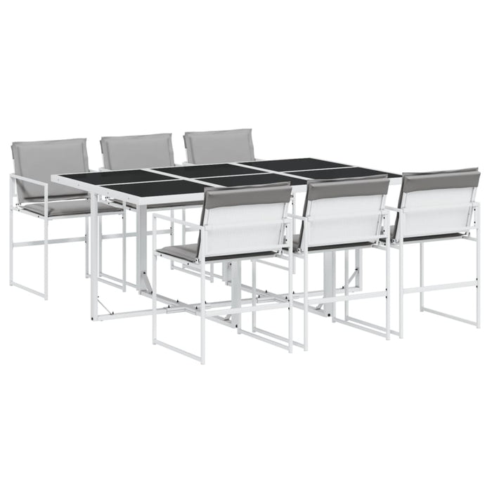 Set mobilier de grădină, 7 piese, cu perne, alb, textilenă - WALTI WALTI