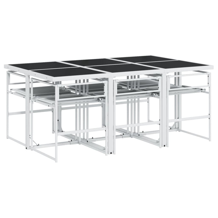 Set mobilier de grădină, 7 piese, cu perne, alb, textilenă - WALTI WALTI