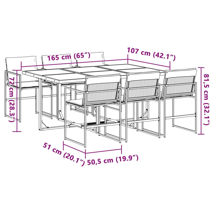 Set mobilier de grădină, 7 piese, cu perne, alb, textilenă - WALTI WALTI