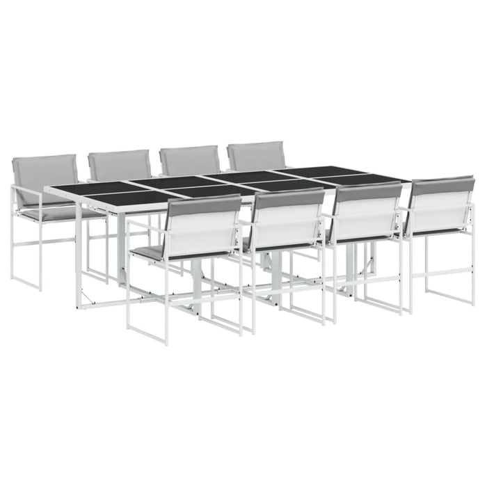 Set mobilier de grădină, 9 piese, cu perne, alb, textilenă - WALTI WALTI