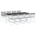 Set mobilier de grădină, 9 piese, cu perne, alb, textilenă - WALTI WALTI