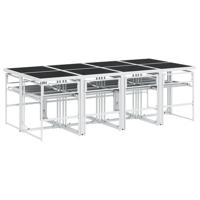 Set mobilier de grădină, 9 piese, cu perne, alb, textilenă - WALTI WALTI
