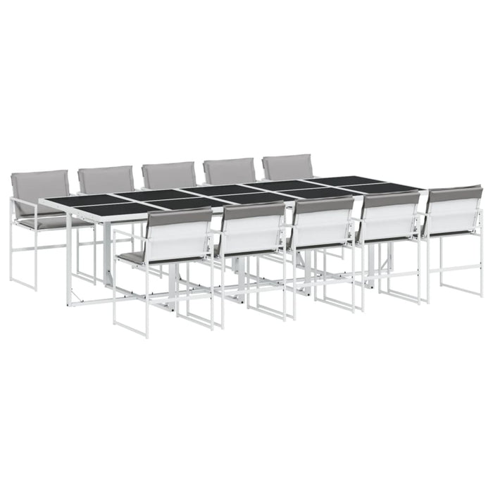 Set mobilier de grădină, 11 piese, cu perne, alb, textilenă - WALTI WALTI