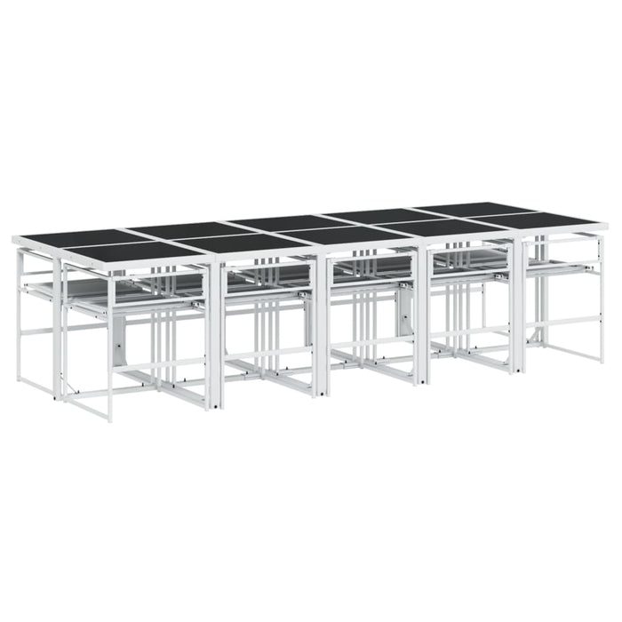 Set mobilier de grădină, 11 piese, cu perne, alb, textilenă - WALTI WALTI