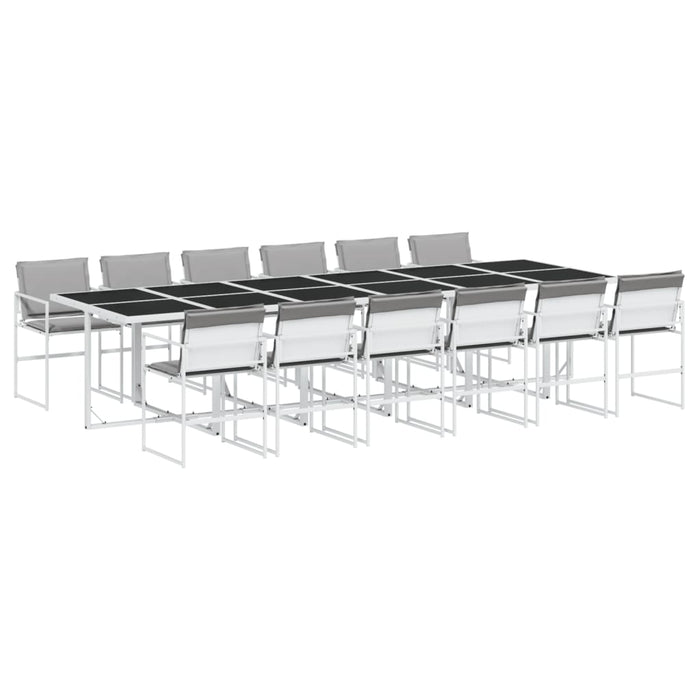 Set mobilier de grădină, 13 piese, cu perne, alb, textilenă - WALTI WALTI