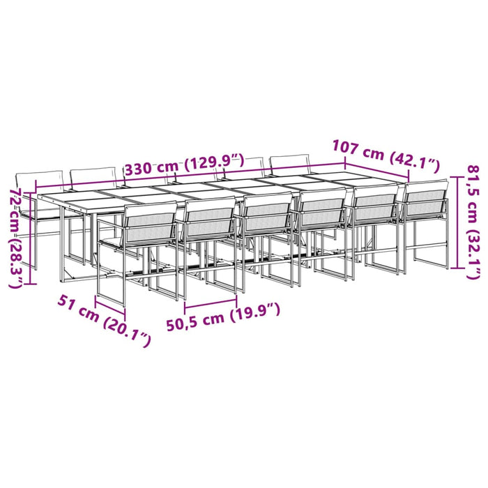 Set mobilier de grădină, 13 piese, cu perne, alb, textilenă - WALTI WALTI