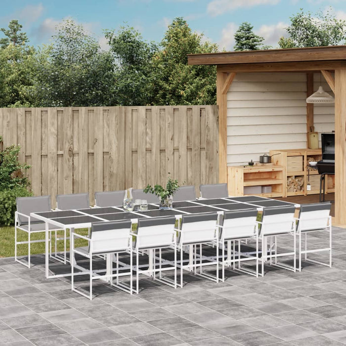 Set mobilier de grădină, 13 piese, cu perne, alb, textilenă - WALTI WALTI